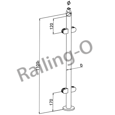 Middle Railing Post System D120MM H100MM Post Glass Railing AISI304