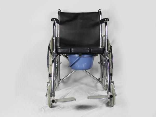 2 In 1 Folding Steel Wheelchair With U Shape Commode Seat