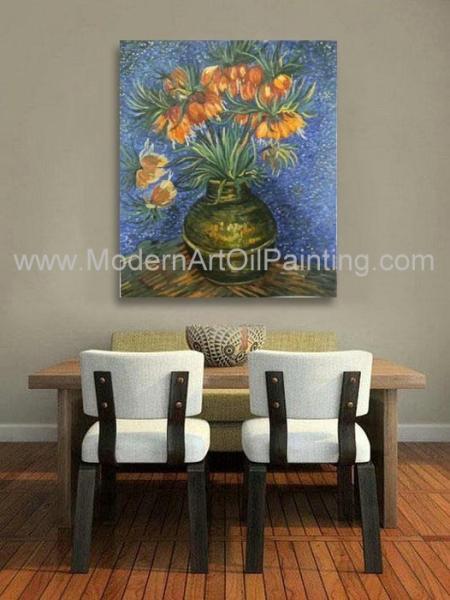 Van Gogh Oil Paint Fritillaries nas réplicas de cobre de uma obra-prima do vaso