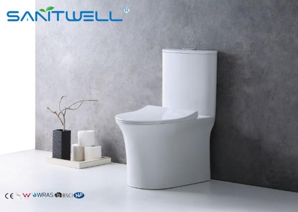 White Ceramic Wc Single Piece Toilet 655*395*770 mm Size Nano glazing OEM