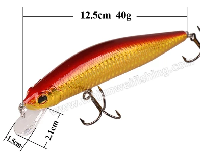 Hard plastic lure 12.5cm 40g  long cast  sinking Minnow  Bass fishing lure