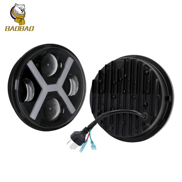 Harley 5.75 Inch White Yellow Circle Available LED Bike Fancy Headlight