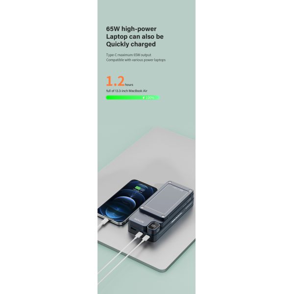 ABS Double USB Battery Laptop Charger Power Bank OEM/ODM 30000mah 65w/20w