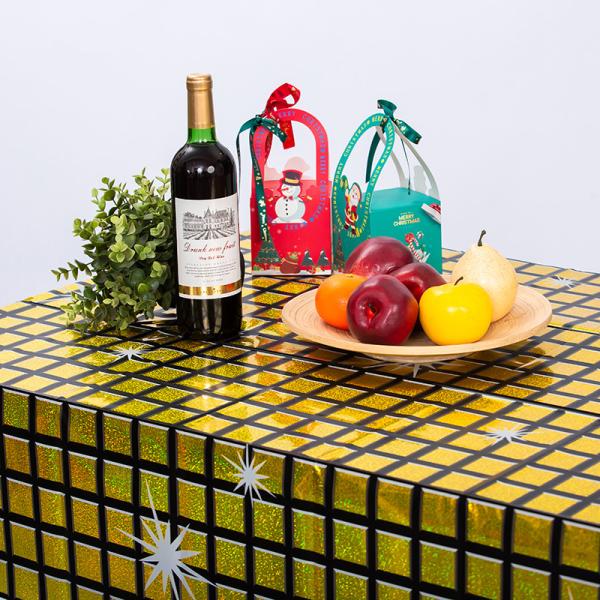 70s 80s 90s Disco Party Tablecloth Rectangle Gold Disco Table Cover