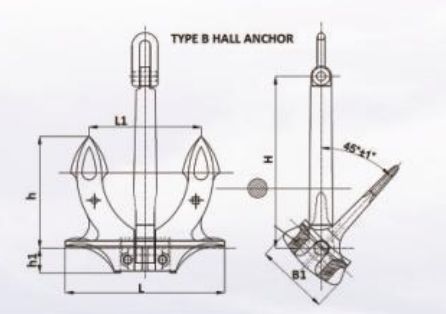 Cast Steel Hall Type Stockless Anchor Hot Dip Galvanized Marine Ship Anchor
