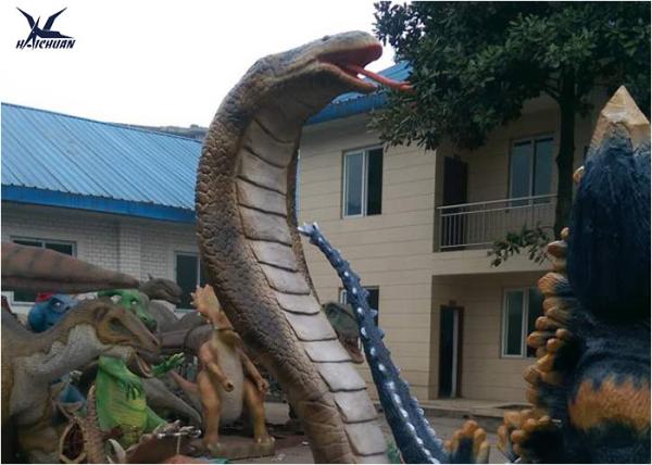 Artificial Waterproof Animatronic Animals Snake Statues With Mouth Open And Close