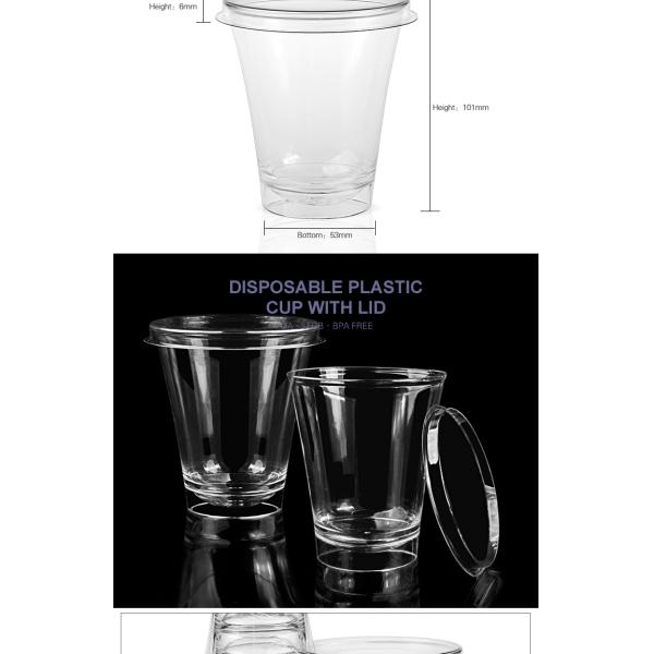 Party supplies new products clear 300ml plastic cup disposable cup with lid