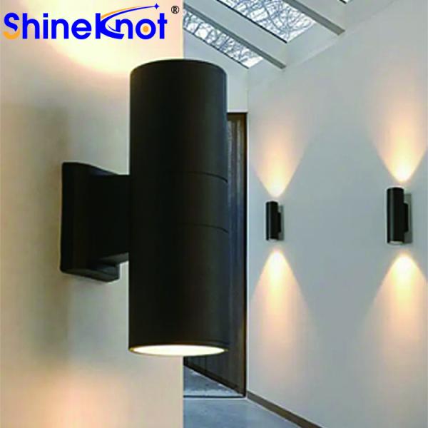 2*10W Gu10 Aluminum Round Double Head Outdoor Aluminum Wall Lamp 2- 30000 Working Lifetime