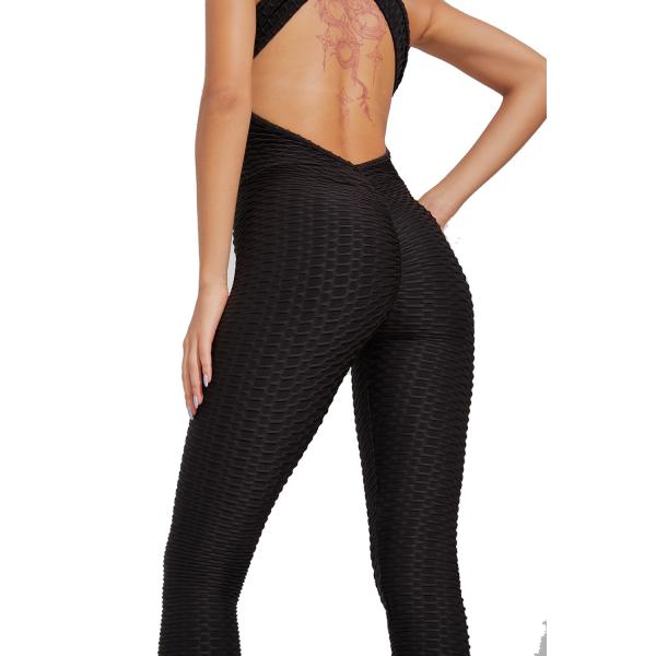 Senda Oem Odm Black Tight Breathable Yoga Jumpsuit Yoga Clothes Set