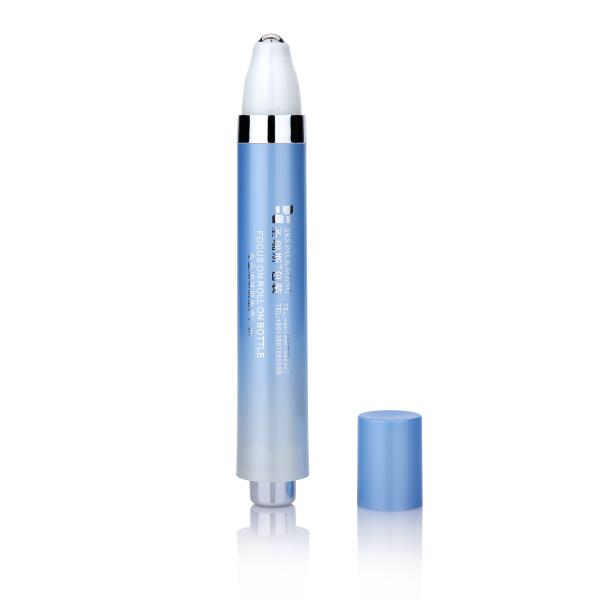 AY-15ML Gradient Blue Airless Pump Bottle With Roll On Steel Ball Under Eye Massager Packaging