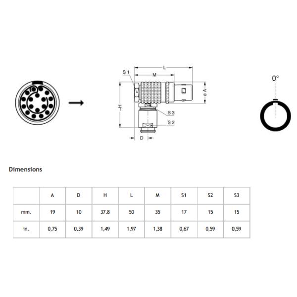 Lemo Circular Cable Connectors Elbow 3B 18pin Male Female Connector FHG.3B.318 EGG.3B.318