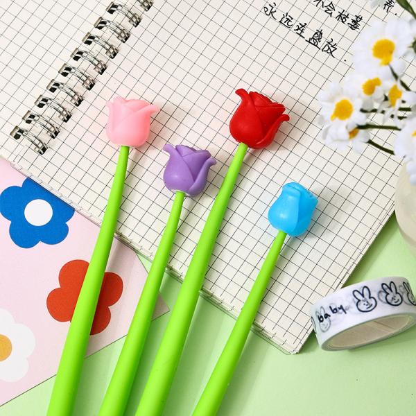 Color Changing Flower Pens - Pack Of 30 Ballpoint Pens Creative Gel Ink Rollerball Pen For School Home Office Stationery Store Kids Girls Gift, Black 0.38mm (Tulip)
