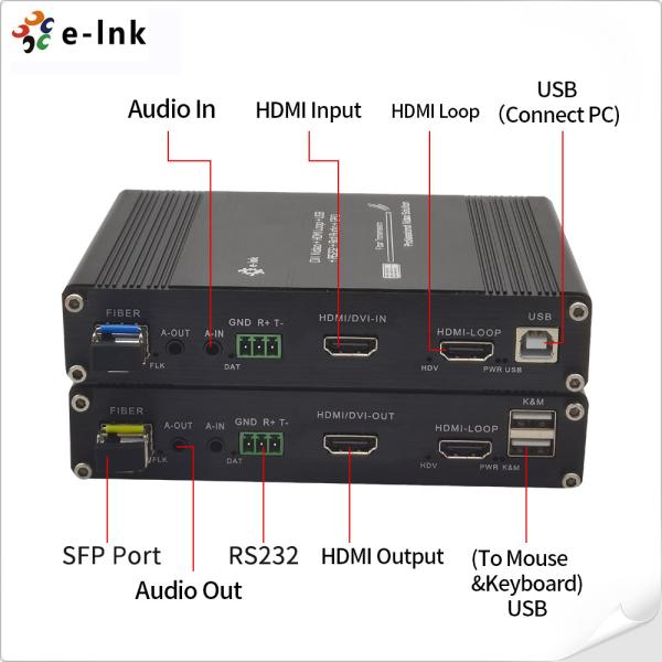 Bidi стерео аудио 1Ch GPIO над USB KVM RS232 наполнителя волокна