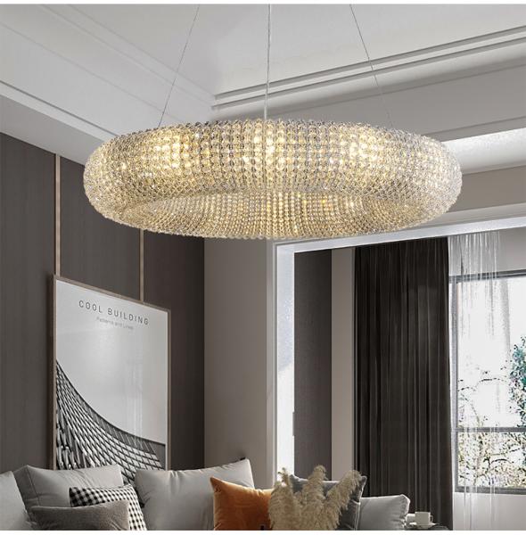 Luxury Circle Crystal Chandelier For Living Room Led Home Decor Lamp large pendant light(WH-CY-190)