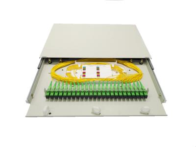 24 Port SC APC Connector 19 ODF Fiber Optic Patch Panel Distribution Frame White Metal Rack Mount