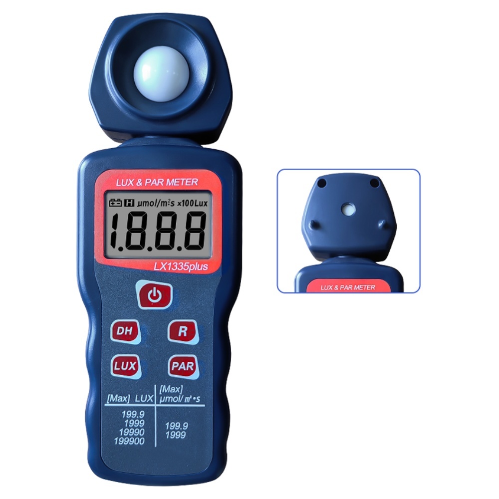 LX1335plus Lux & Par Meter with 0.1 lux～199900 lux Range and 0.1-1999μmol/m²*s PAR Measurement Featuring Rotatable Probe