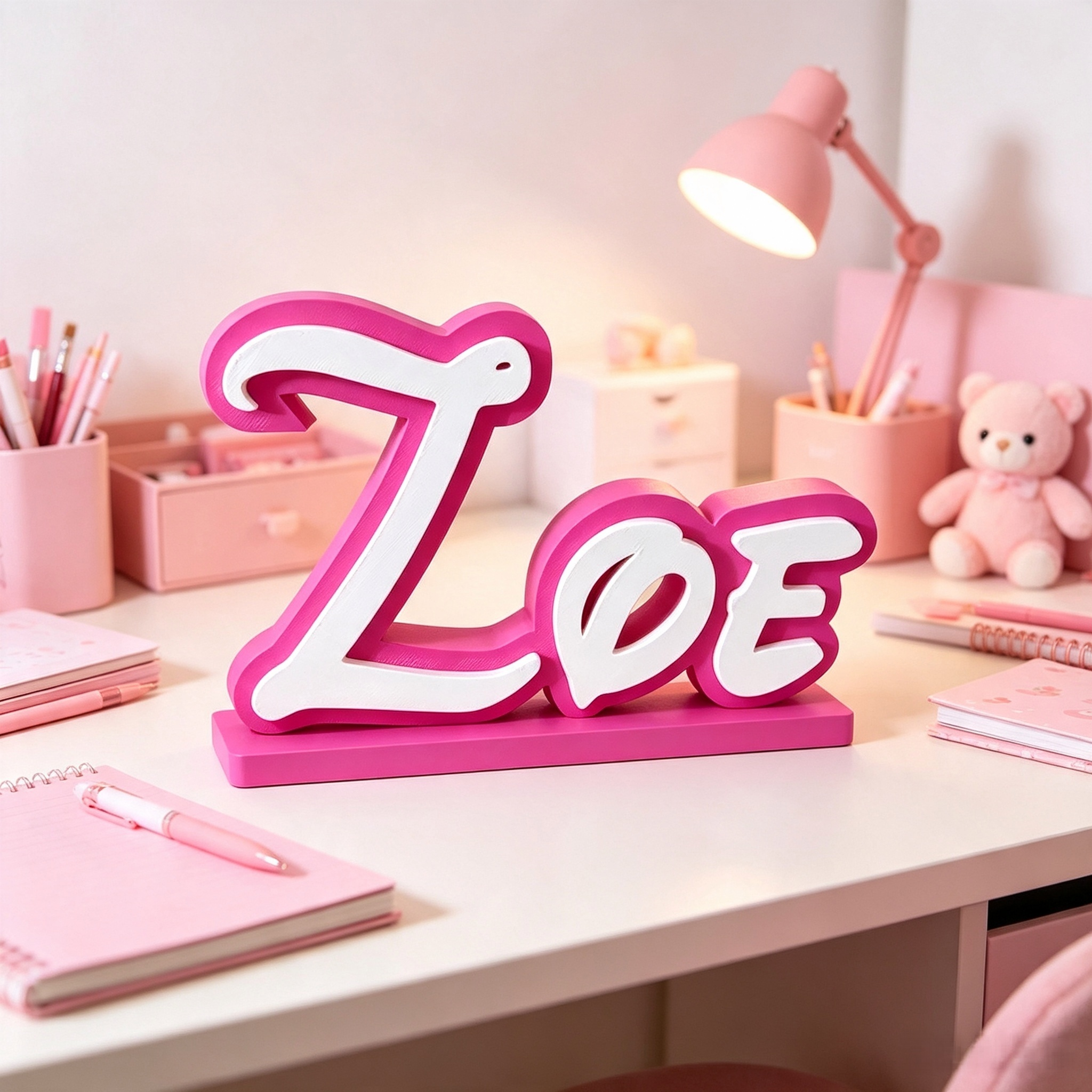 Name Sign Custom 3d Print Order Pink Two Tone Desktop Letter Ornament