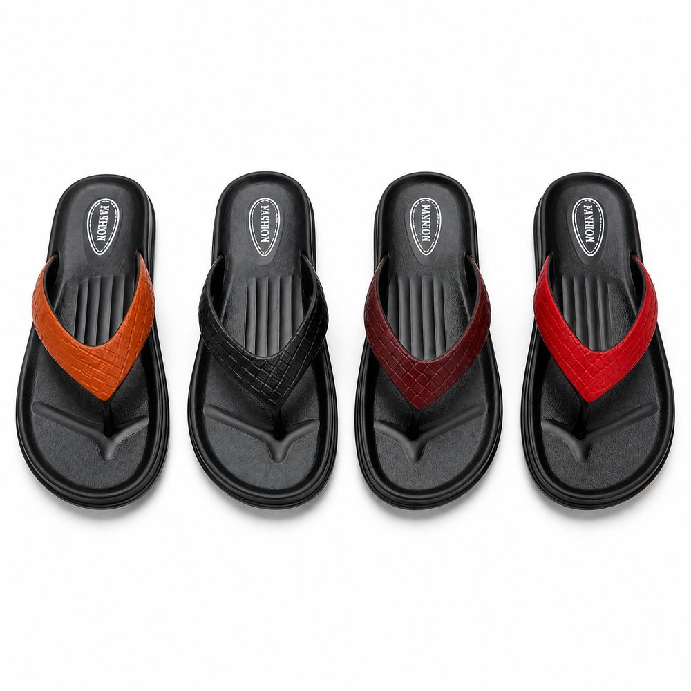 Croc Embossed Strap Flip Flops with Oval Footbed Badge | Source Factory Supply