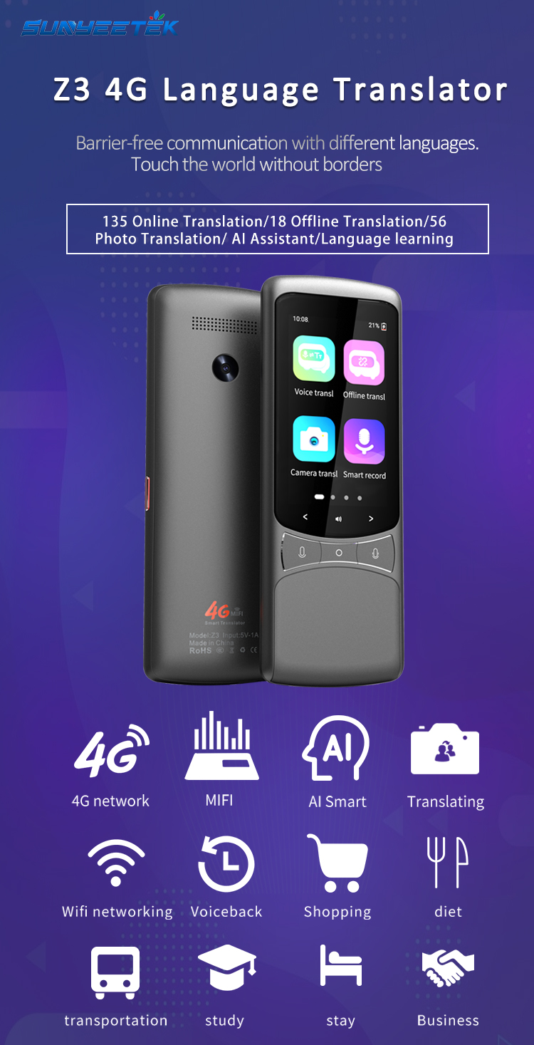 4G Sim Online Multi Language Translation Device MiFi Sharing Offline Translation 138 Languages