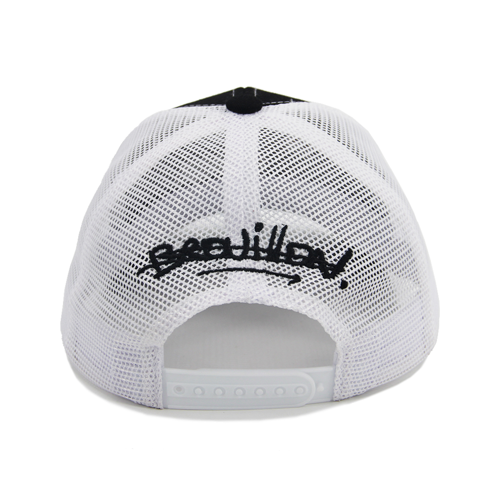 Cotton Mesh Embroidery Trucker Hats Structured 6 Panel Snap Back Breathable Plain