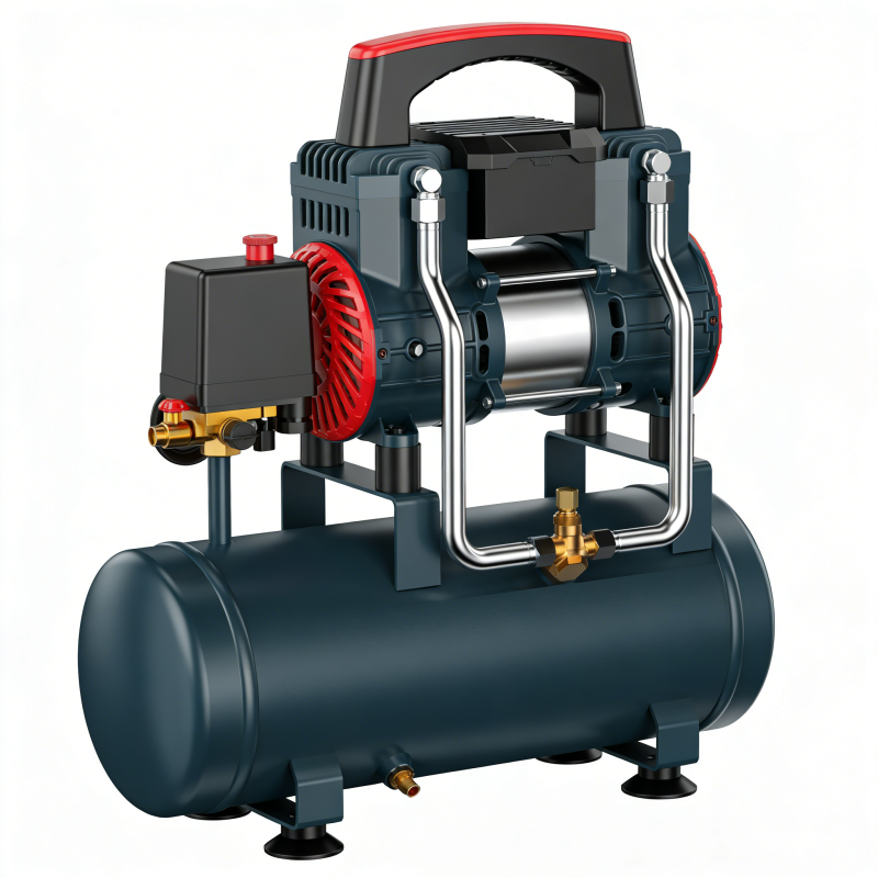Electric Silent Oil-Free Piston Type Air Compressor with 160x340cm Tank 1100W Power 90L/min Airflow 0.8MPa Pressure