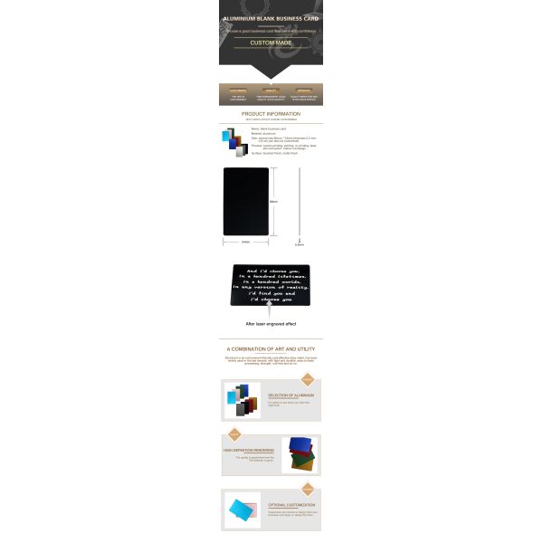 Anodized Aluminum Business Card Blank Engraving Sublimation Polished Colorful 0.2MM 0.3MM 0.8MM