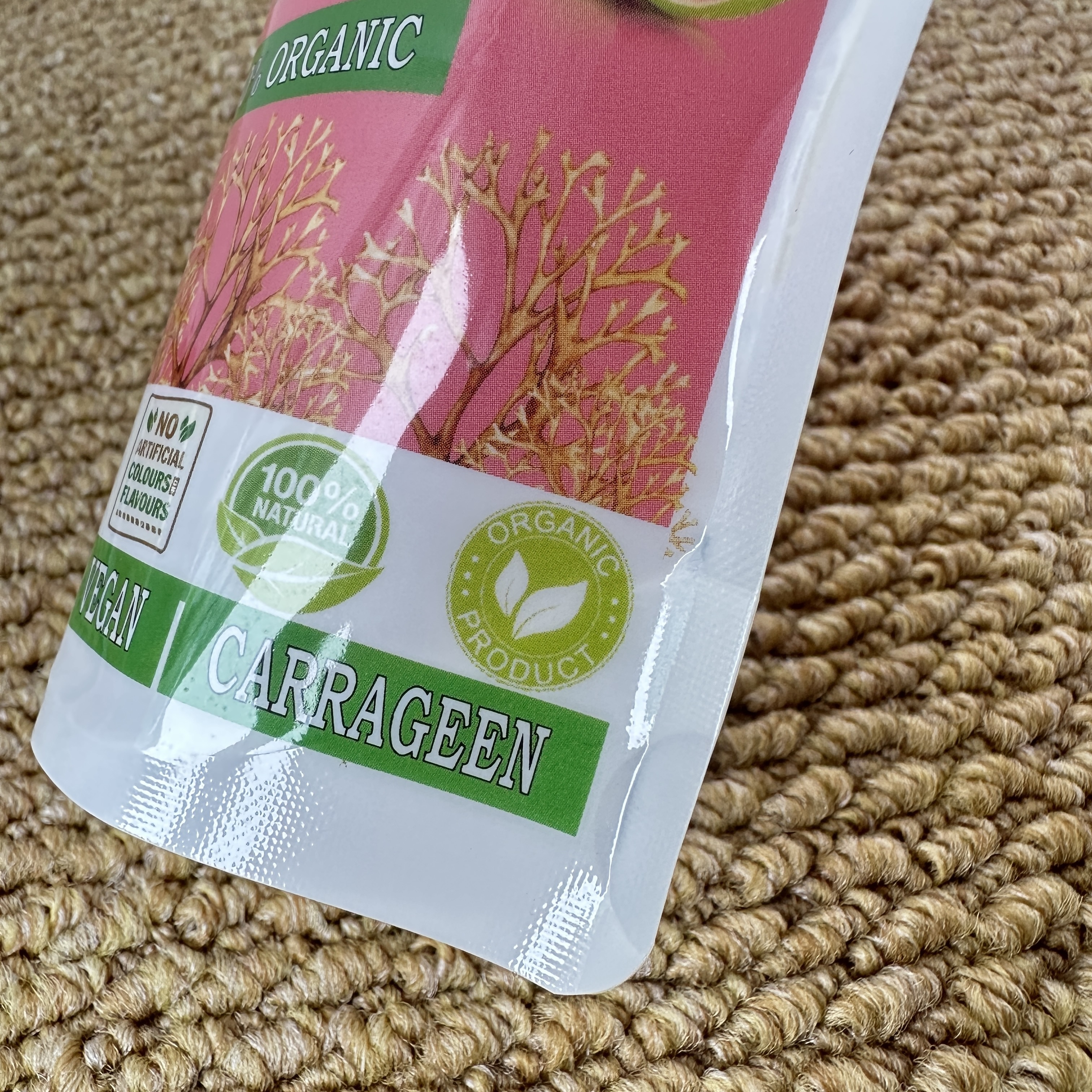 Custom Printed Stand Up Spout Pouch For Sea Moss Gel | Food Grade Leakproof Flexible Squeeze Pouch For Fruit Flavored Sea Moss Gel & Nutritional Gel Packaging