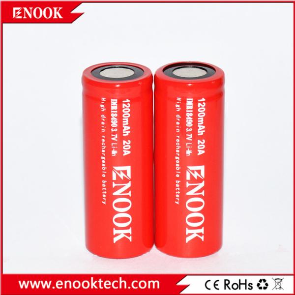 18490 1200mAh 20A 3.7V Electric Bike Rechargeable Battery Cell flat top Type
