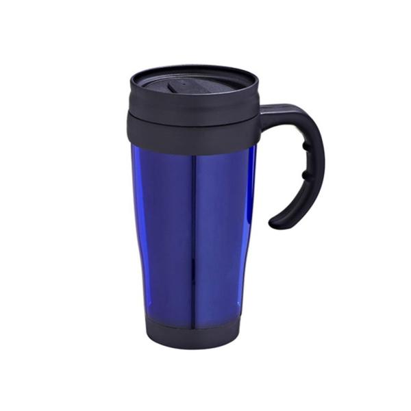 14oz travel mug with handle blue mug screwing lid slip to open FDA/LFGB/CA65/CE