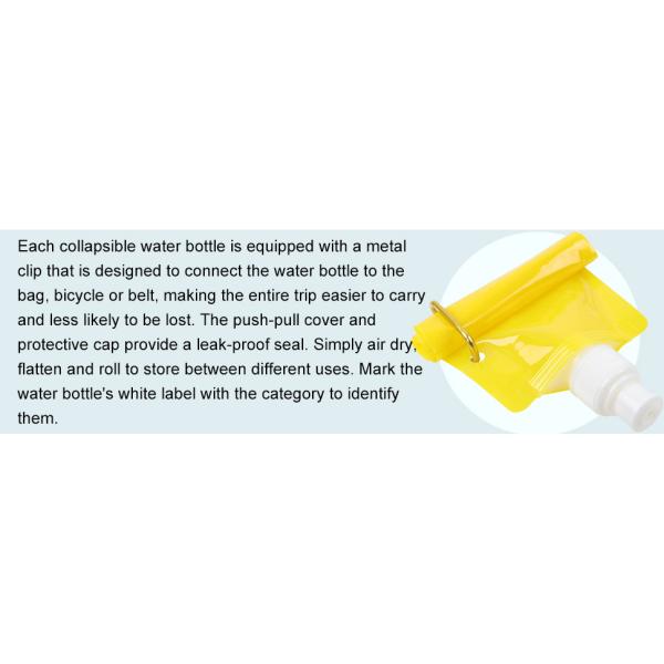 Collapsible Sports Water Bottle 3 Pack, Foldable Leak Proof Travel Bottles for Camping and Hiking, 480 mL Capacity