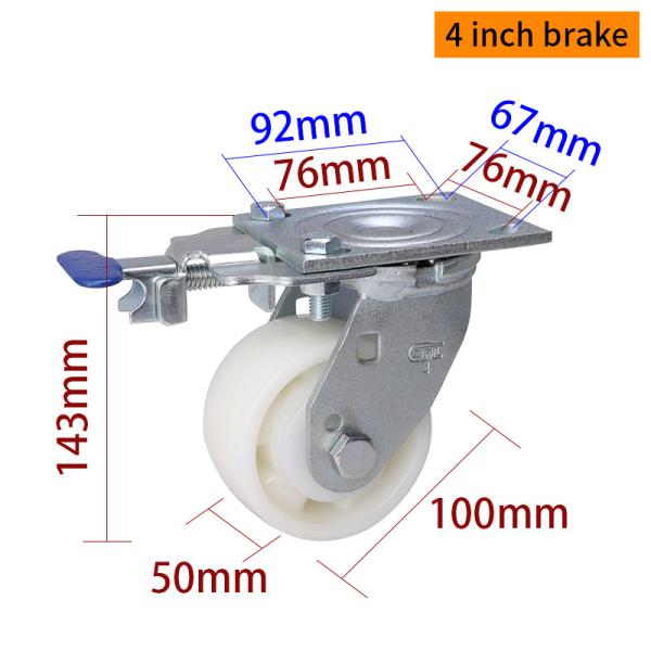 4 Inch Caster Wheels Heavy Duty 380kg Plate TPU Caster 734-26