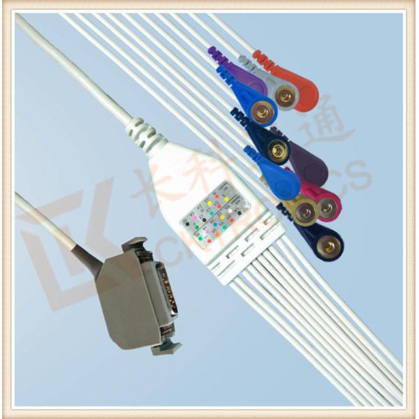 White Hellige Siemens Ecg Cable / Copper 10 Lead Ecg Cable Snap