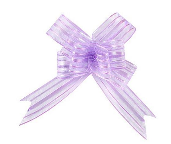 Organza Stripe Large 6 inch / 50mm Butterfly Pull Bows , green purple pull string bow ribbon