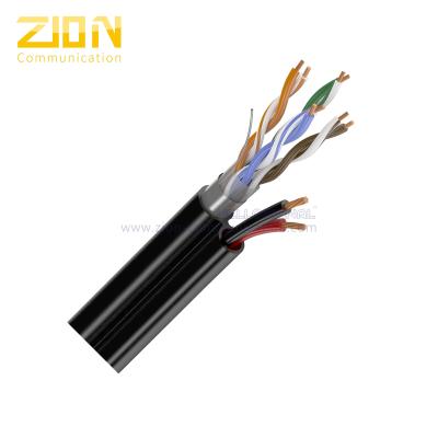 Cobre contínuo Siamese do ftp CAT5E 24AWG do cabo da rede com fio do poder de 2x0.75mm2 CCA