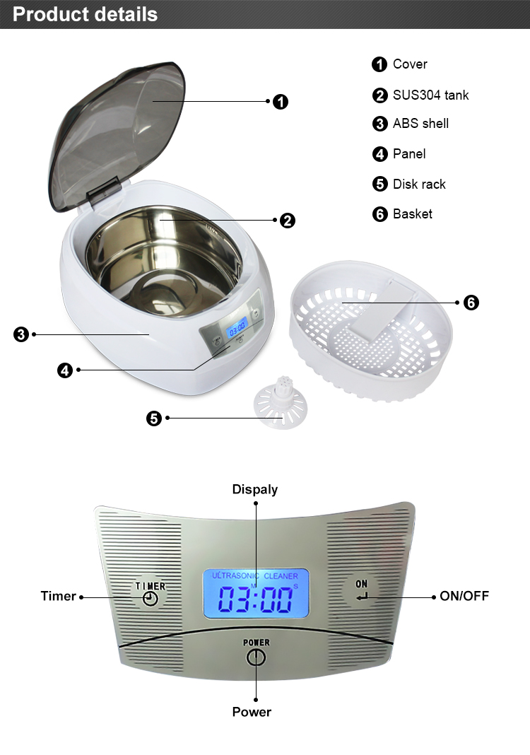 Уборщик JP-900S Skymen 750ml цифров ультразвуковой для мыть продуктов личной заботы