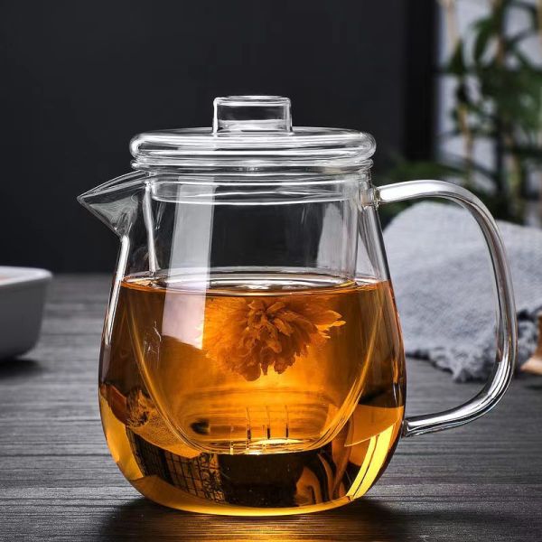 Modern Household Glass Tea Set Explosion Proof Glass Teapot With Removable Infuser