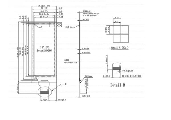 2.9 Inch E Paper Display 128X296 SPI Interface ISO9001 Certified