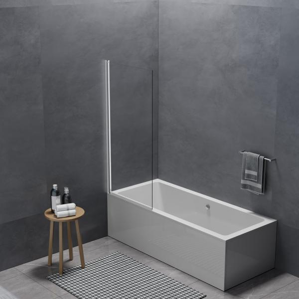 Versatile Double Piece Glass Foldable Acrylic Bathtub Screen Shower Cabin Black Color