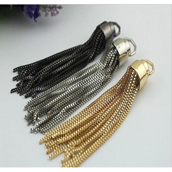 OEM DIY Metal zinc alloy nickel color handbag accessories end caps with tassel