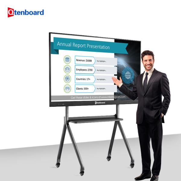 Qtenboard Wall-Mount 4K 40-Point Touch Interactive Smart Board for Education and Office