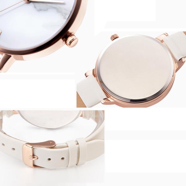 Marbled Unscaled Women Leather Watch 30m Waterproof 182mm Strap