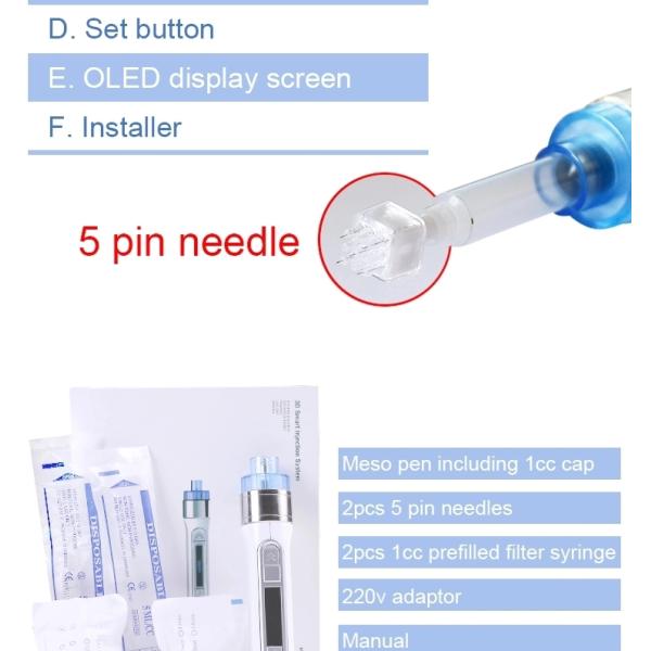 CN Plugs Type 400mAh User-Friendly 3D Smart Mesotherapy Pen for Needle-Free Injection