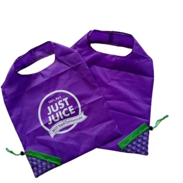 Custom Made Foldable Polyester Tote Bag Grape Polyester Nylon Collapsible Grocery Bags