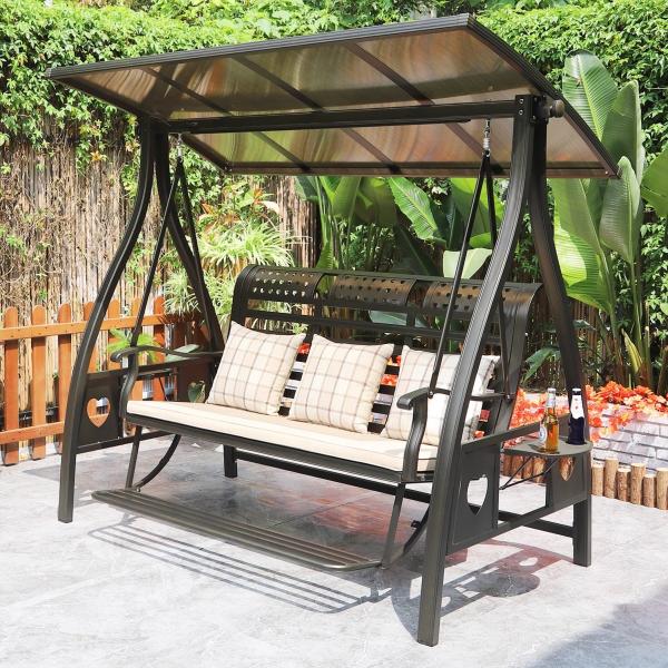 Solar-Powered Heavy-Duty Outdoor Swing All-Day Comfort with Strong Load Capacity Dual Day-Night Use