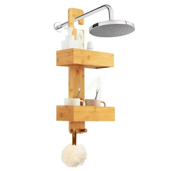 Durable Bathroom Items Bamboo Bath Caddy Wooden Bath Rack Bamboo