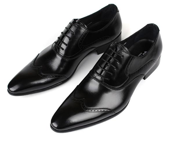 Office Black Leather Dress Shoes Waterproof , Pointed Toe Mens Handmade Leather Shoes
