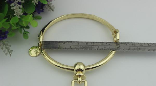 DIY Zinc alloy 90 mm light gold leather metal o ring handle for handbag