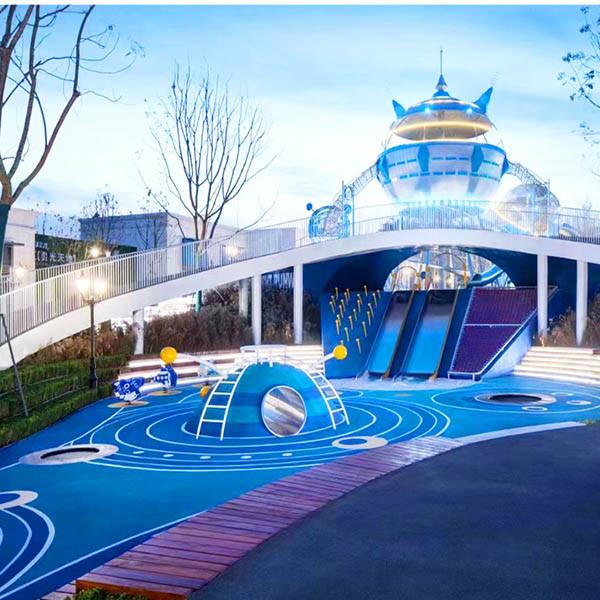 Large Slide Outdoor Amusement Park Equipment , Space Themed Playground