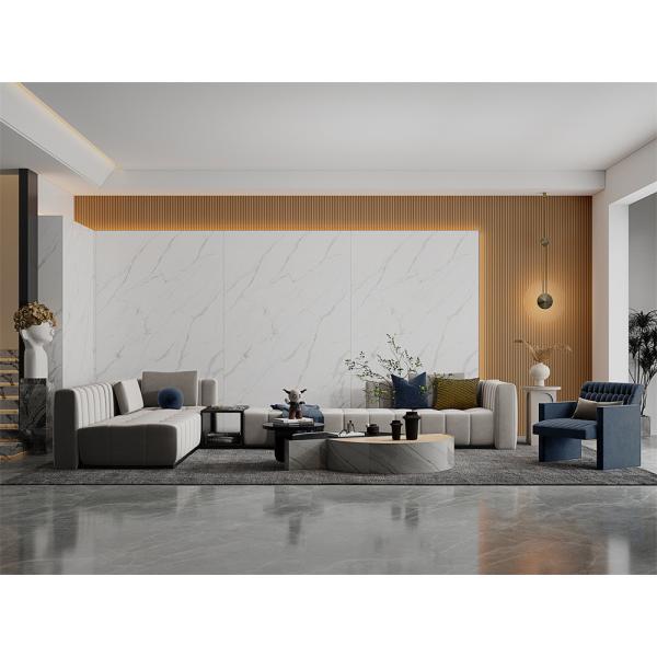Carrara Antiderrapante Lâmina de Pedra Sinterizada Polida Para Sala de Viver 1420x2700mm Branco