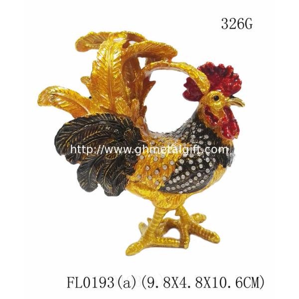 New arts and craft rooster metal jewelry box pewter  rooster trinket box  rooster decorative box